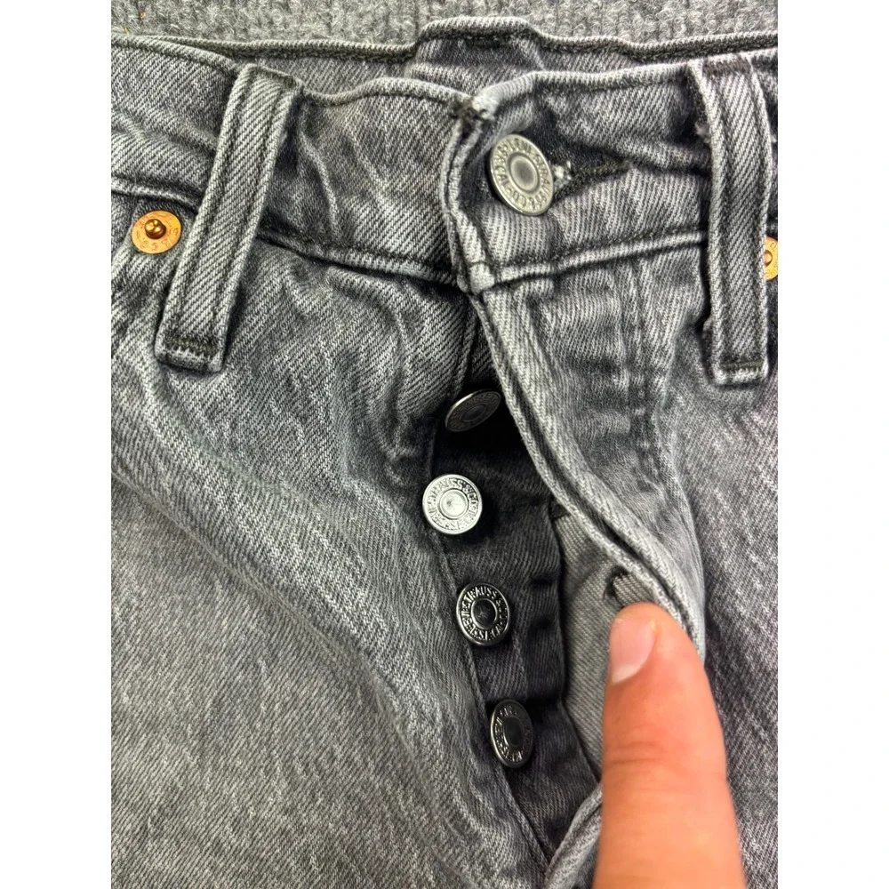 Levi's Premium 501 Shorts Womens W25 Black High Rise Button Fly Cut Off Denim